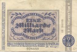 Düsseldorf - Landesbank der Rheinprovinz - 15.9.1923 - 1.4.1924 - 1 Milliarde Mark 