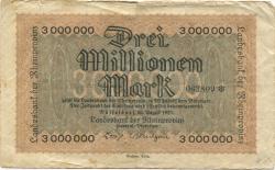 Düsseldorf - Landesbank der Rheinprovinz - 20.8.1923 - 3 Millionen Mark