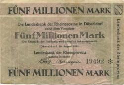 Düsseldorf - Landesbank der Rheinprovinz - 20.8.1923 - 5 Millionen Mark