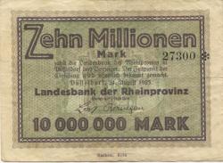 Düsseldorf - Landesbank der Rheinprovinz - 24.8.1923 - 10 Millionen Mark 