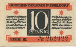 Düsseldorf - Stadt - 10.1.1920 - 31.3.1921 - 10 Pfennig
