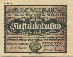 Düsseldorf - Phoenix AG für Bergbau und Hüttenbetrieb - 1.8.1923 - 500000 Mark