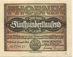 Düsseldorf - Phoenix AG für Bergbau und Hüttenbetrieb - 1.8.1923 - 500000 Mark