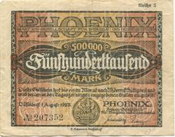 Düsseldorf - Phoenix AG für Bergbau und Hüttenbetrieb - 1.8.1923 - 500000 Mark