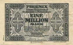 Düsseldorf - Phoenix AG für Bergbau und Hüttenbetrieb - 1.8.1923 - 1 Million Mark
