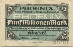 Düsseldorf - Phoenix AG für Bergbau und Hüttenbetrieb - 15.8.1923 - 5 Millionen Mark
