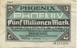 Düsseldorf - Phoenix AG für Bergbau und Hüttenbetrieb - 15.8.1923 - 5 Millionen Mark
