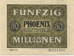 Düsseldorf - Phoenix AG für Bergbau und Hüttenbetrieb - 15.9.1923 - 50 Millionen Mark