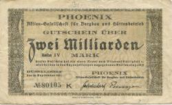 Düsseldorf - Phoenix AG für Bergbau und Hüttenbetrieb - 29.9.1923 - 2 Milliarden Mark