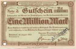 Düsseldorf - Rheinisch-Westfälische Bauindustrie AG, Friedrichstr. 30 - 30.8.1923 - 1 Million Mark