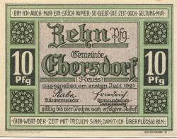 Ebersdorf (heute: Saalburg-Ebersdorf) - Gemeinde - 1.7.1921 - 10 Pfennig 