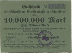 Eckernförde - Kreissparkasse - 20.8.1923 - 10 Millionen Mark 
