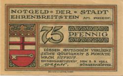 Ehrenbreitstein (heute: Koblenz) - Stadt - 3.8.1921 - 75 Pfennig 