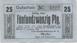 Ehrenbreitstein (heute: Koblenz) - Train Ersatz Abteilung Nr. 8 - - 15.12.1918 - 25 Pfennig 