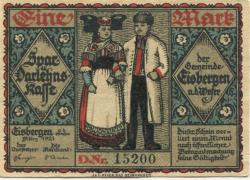 Eisbergen (heute: Porta Westfalica) - Spar- und Darlehnskasse - März 1921 - 1 Mark