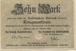 Eisenach - Stadt - 24.10.1918 - 1.2.1919 - 10 Mark