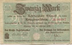 Eisenach - Stadt - 24.10.1918 - 1.2.1919 - 20 Mark