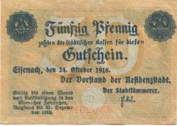 Eisenach - Stadt - 24.10.1918 - 31.12.1919 - 50 Pfennig