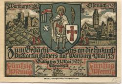 Eisenach - Stadt - - 31.5.1921 - 50 Pfennig