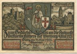 Eisenach - Stadt - - 31.5.1921 - 50 Pfennig