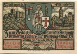 Eisenach - Stadt - - 31.5.1921 - 50 Pfennig