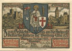 Eisenach - Stadt - - 31.5.1921 - 50 Pfennig