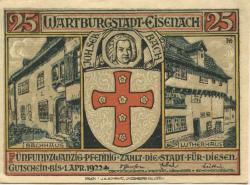Eisenach - Stadt - - 1.4.1922 - 25 Pfennig
