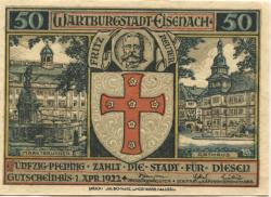 Eisenach - Stadt - - 1.4.1922 - 50 Pfennig
