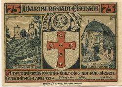 Eisenach - Stadt - - 1.4.1922 - 75 Pfennig