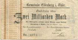 Eisenberg - Stadt - 26.10.1923 - 2 Milliarden Mark