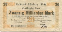 Eisenberg - Stadt - 26.10.1923 - 20 Milliarden Mark