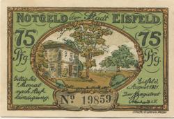 Eisfeld - Stadt - August 1921 - 75 Pfennig