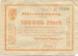 Eisfeld - Städtische Sparkasse - 15.8.1923 - 100000 Mark