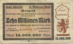 Elberfeld (heute: Wuppertal) - Stadt - 1.9.1923 - 10 Millionen Mark