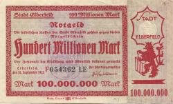 Elberfeld (heute: Wuppertal) - Stadt - 15.9.1923  - 100 Millionen Mark 
