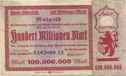 Elberfeld (heute: Wuppertal) - Stadt - 15.9.1923 - 100 Millionen Mark