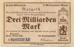 Elberfeld (heute: Wuppertal) - Stadt - 30.10.1923 - 3 Milliarden Mark
