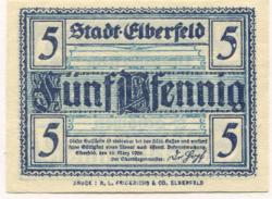 Elberfeld (heute: Wuppertal) - Stadt - 10.3.1920 - 5 Pfennig