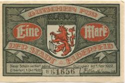 Elberfeld (heute: Wuppertal) - Stadt - 1.10.1920 - 1.2.1922 - 1 Mark