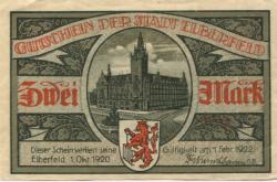 Elberfeld (heute: Wuppertal) - Stadt - 1.10.1920 - 1.2.1922 - 2 Mark
