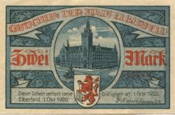 Elberfeld (heute: Wuppertal) - Stadt - 1.10.1920 - 1.2.1922 - 2 Mark