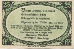 Elgersburg (Bad) -Elgersburger Ritterschaft - 8.8.1921 - 8.8.1922 - 25 Pfennig
