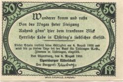 Elgersburg (Bad) -Elgersburger Ritterschaft - 8.8.1921 - 8.8.1922 - 50 Pfennig
