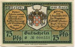 Ellrich - Stadt - 1.9.1921 - 75 Pfennig