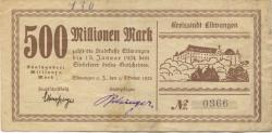 Ellwangen - Stadt -1.10.1923 - 15.1.1924 - 500 Millionen Mark