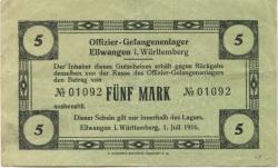 Ellwangen - Offizier-Gefangenenlager - 1.7.1916 - 5 Mark