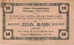 Ellwangen - Offizier-Gefangenenlager - 1.7.1916 - 10 Mark