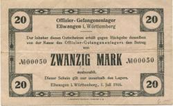 Ellwangen - Offizier-Gefangenenlager - 1.7.1916 - 20 Mark