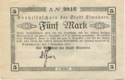 Elmshorn - Stadt - 7.11.1918 - 31.12.1918 - 5 Mark