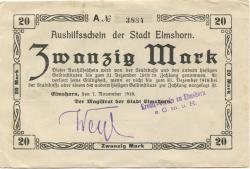 Elmshorn -Kredit-Verein eGmuH - 7.11.1918 - 31.12.1918 - 20 Mark